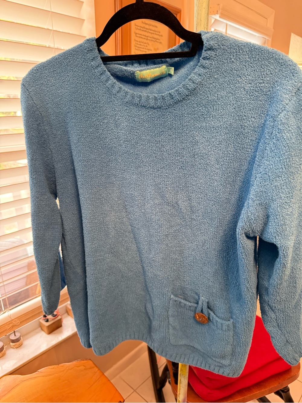 Cozy Blue Pullover Sweater with Pocket